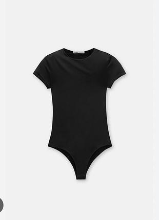 Боді поліамід облягаюче чорне футболка
