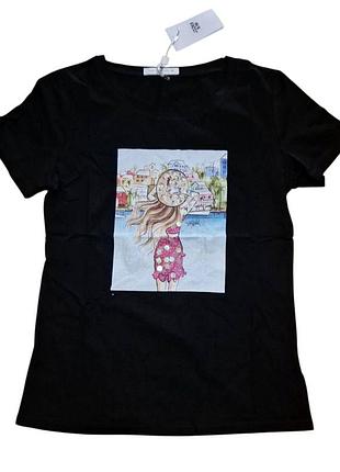 Женская футболка черная jean louis s/m,