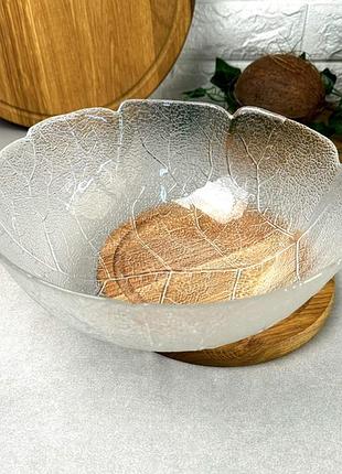 Великий круглий салатник 27 см лист luminarc