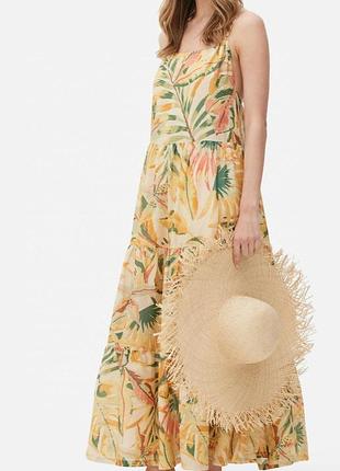 Длинное ярусное платье на бретельках, длинное хлопковое платье свободного кроя