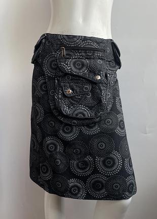 Спідниця gheri на кнопках двостороння  moshiki пояс з великими кишенями непал бохо хіппі hippy