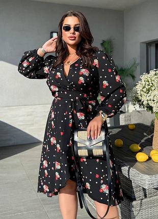 Яскрава та красива сукня на запах з поясом, плаття, платье батал літо