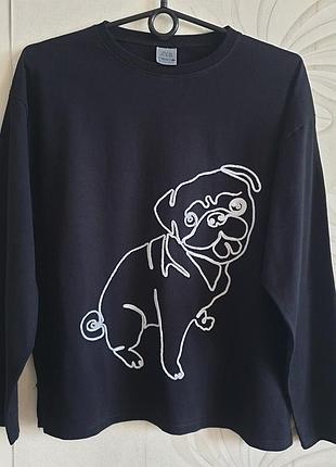 Футболка лонгслив zara с мопсом
