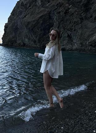 Льняна біла сорочка zara, базова обʼємна сорочка, рубашка зара