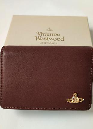 Гаманець vivienne westwood коричневий шкіряний orb б/у вів'єн вествуд картхолдер