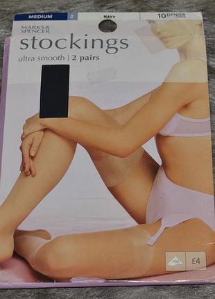 Фирменные, чёрные чулки marks & spencer (10 ден-м) 2 пары