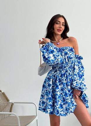 Жіноча стильна літня сукня з рукавами воланами