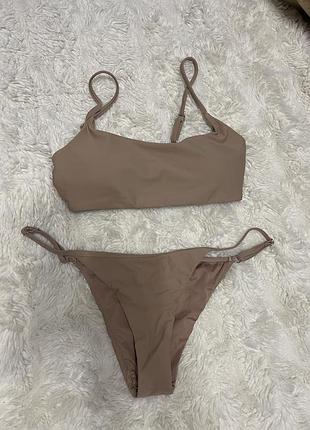 Купальник бежевий нюд роздільний топом