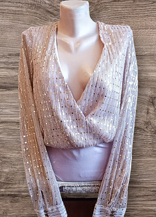 Боди блузка с пайетками от missguided