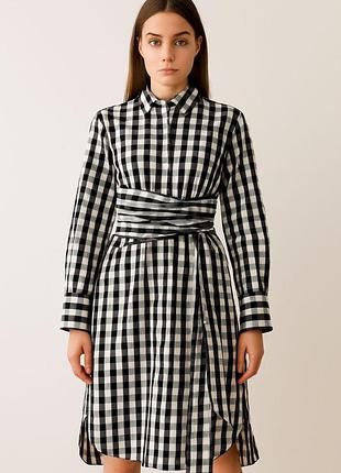 Платье-рубашка в клетку с поясом who what wear 100% хлопок