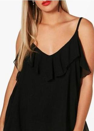 Сарафан длинные с вырезом воланом черный трикотаж м р