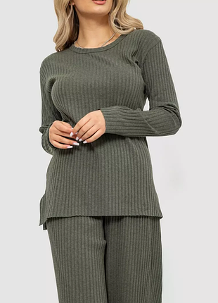 Костюм женский в рубчик повседневный, цвет хаки, 238r57415