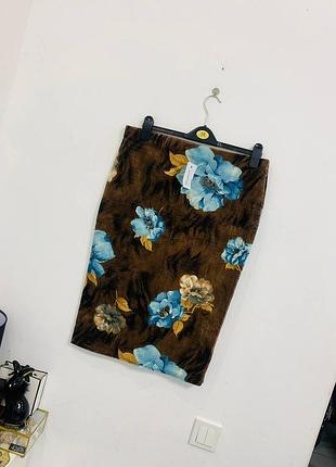 Новая вельветовая миди юбка в цветах 3хл