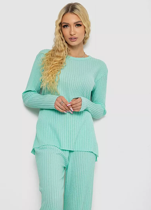 Костюм женский в рубчик повседневный, цвет мятный, 238r57415