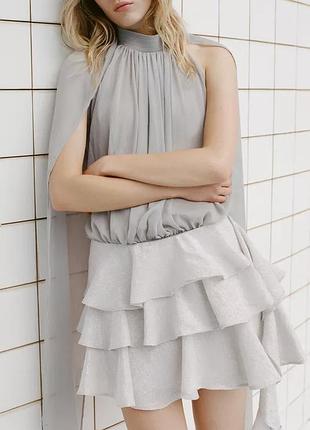 Мини-юбка с асимметричными воланами