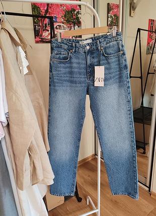 Джинси zara high-rise straight long legngth розмір 38