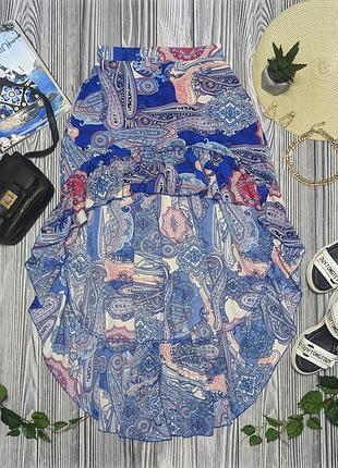 Тока асиметрична спідниця в орнамент з воланами shein #3769