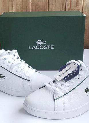 Шикарні білі шкіряні кросівки, кеди мокасини lacoste з устілками ortholite оригінал