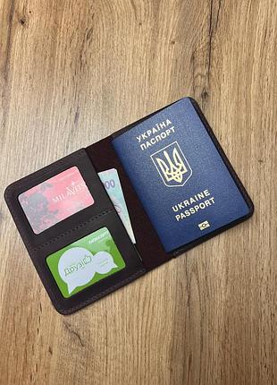 Обкладинка для документів з віконцями з натуральної шкіри колір бордо (b043-3)