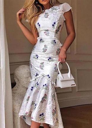 Распродажа платье chi chi london рр. 10 uk с вышивкой и асимметричным подолом