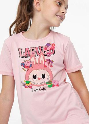 Подростковая футболка лабубу labubu stitch kurumi labubu одяг дитячі товари