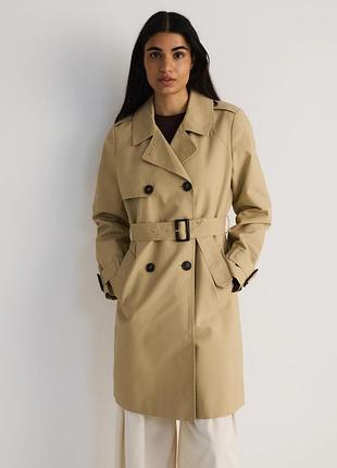Крутий базовий бежевий жіночий тренч zara xs-s