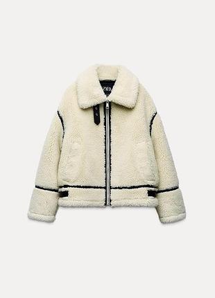 Стильная женская дубленка авиатор zara