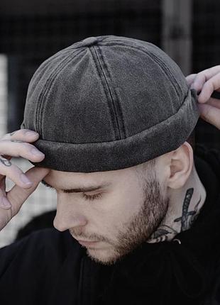 Кепка докер классический (однотонный, мини бини, бескозырка) без козырька черный&nbsp;- разновидность головного убо