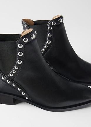 Шкіряні ботильйони чоботи zara розмір 36