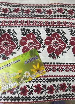 Скатертина орнамент червоний прямокутна лляна розмір 150х220 см