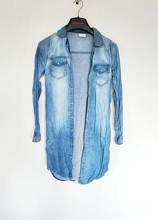 Джинсовка рубашка рубашка длинная кардиган джинсовый vila clothes джинс курточка деним платье платья