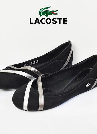 Чорні замшеві балетки з лямками lacoste