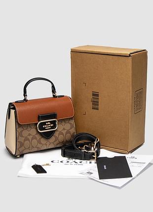 Сумка женская coach morgan top handle in signature canvas brown
