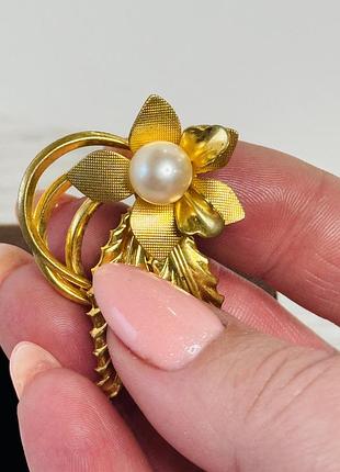Брошка, вінтаж, натуральна перлина