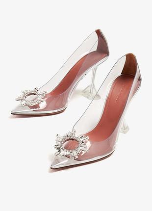 Гламурні прозорі туфлі  amina muaddi з кристалами