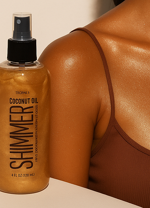 Кокосова олія top beauty для засмаги з шимером shimmer coconut oil gold 100 мл
