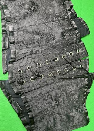 Чорний жакардовий корсет на кісточках | корсетна шнурівка під груди з жакардовим візерунком