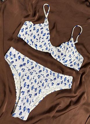 Білий купальник в дрібні квіти купальник жатка купальник saul