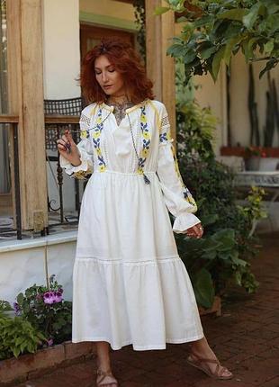 💛💙 невероятное вышиванное женское платье ❤️ белая вышивка платья вышитое платье вышиванка