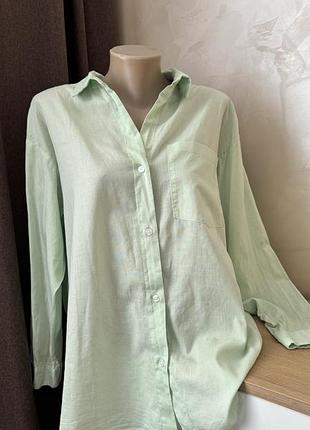 Бавовняна сорочка мʼятного кольору h&m