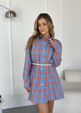 Жіноча сукня сорочка у клітинку