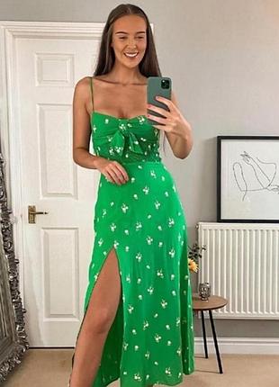 Длинное платье от zara с вышивкой цветы
