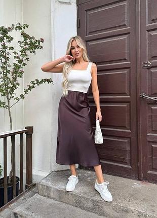 Жіноча шовкова спідниця-міді | 1608