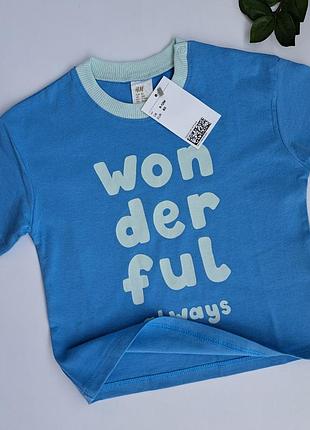 Блакитна бавовняна футболка для хлопчика h&m