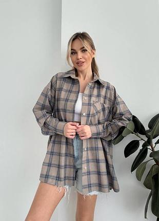 Женская рубашка в клетку турецкая фланель