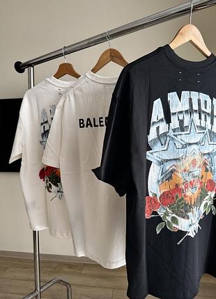 Футболки  унісекс чорна футболка з великим принтом на спині (“amiri”-style)