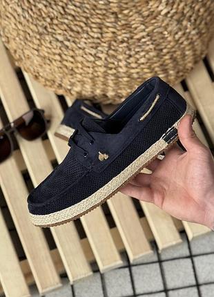 👟 чоловічі мокасини portafino sea темно сіні замшеві літні  👟