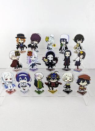 Акриловые мини фигурки с персонажами аниме бсд / bungo stray dogs / литературные гении бродящие псы