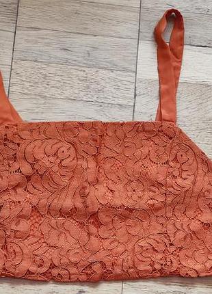 Топ кружевной кроп бандо топик zara