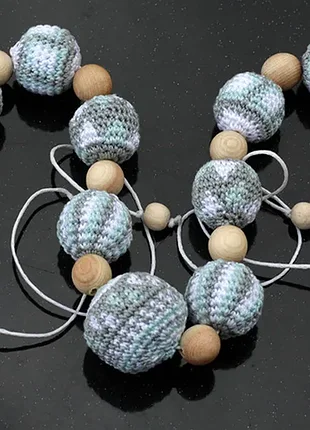 Вязаные ожерелье жаккард серый/синий/белый